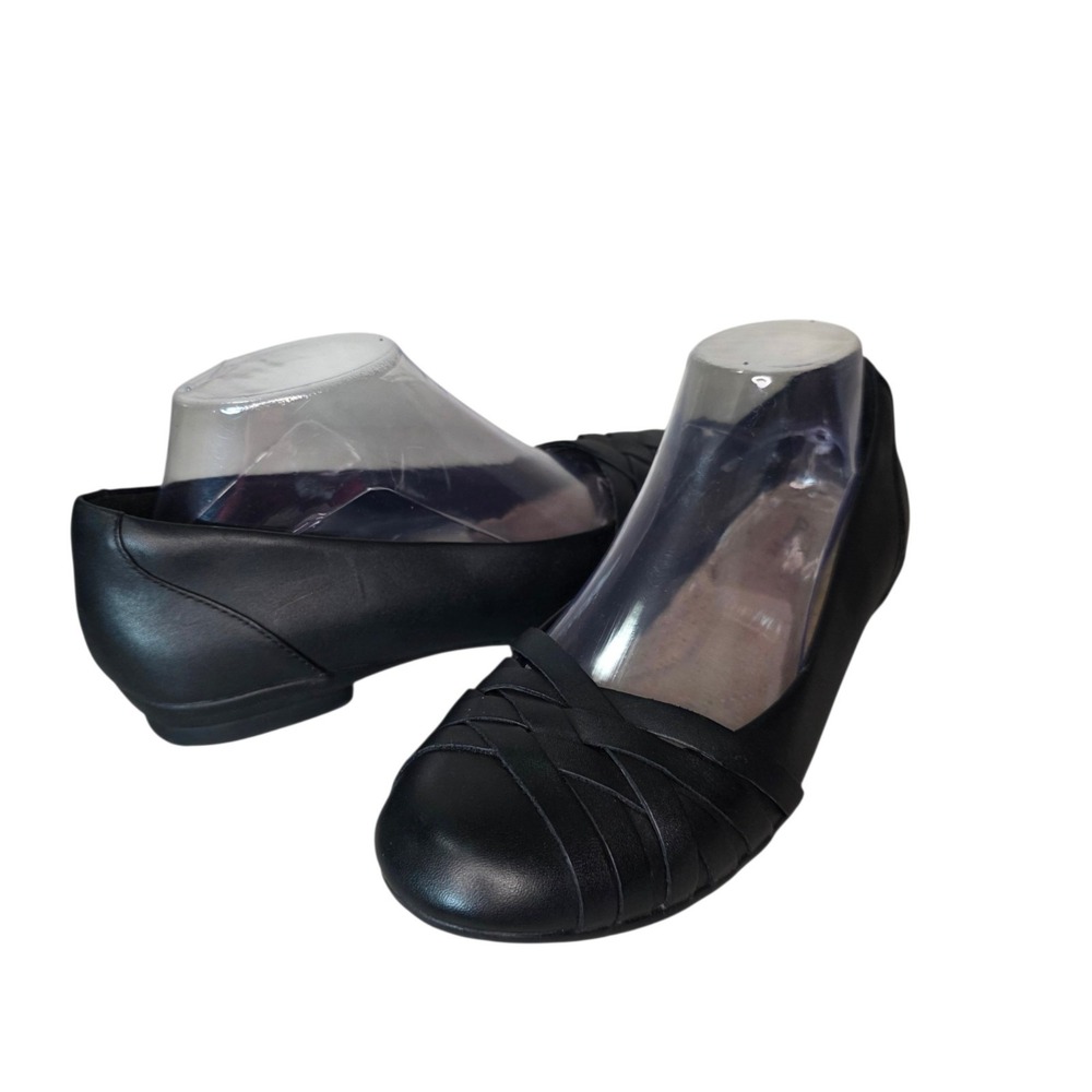 Clarks Sara Clover Womens 8.5M Black Leather Comfort Ballet Flats 26157698